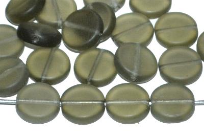 Glasperlen Scheibe blackdiamond transp. mattiert, hergestellt in Gablonz / Tschechien