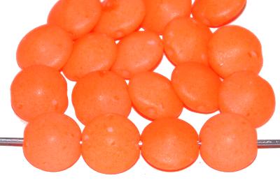 Glasperlen Linse
 neonorange opak,
 hergestellt in Gablonz / Tschechien