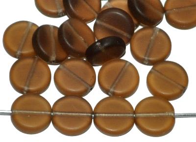 Glasperlen Scheibe braun transp. mattiert, hergestellt in Gablonz / Tschechien