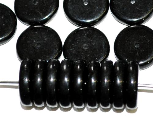 Glasperlen Scheibe schwarz opak, hergestellt in Gablonz / Tschechien