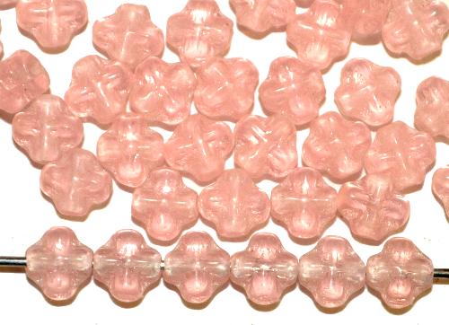 Glasperlen Kreuzform  rosa transp.,  hergestellt in Gablonz / Tschechien