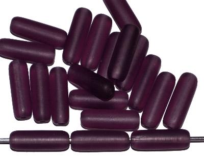 Glasperlen Stäbchen, violett transparent mattiert, hergestellt in Gablonz / Tschechien