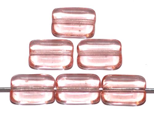 Glasperlen Rechtecke
 rosa transparent,
 hergestellt in Gablonz / Tschechien