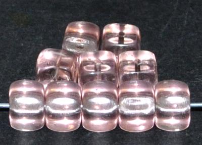 Glasperlen Würfel  rosa transp., hergestellt in Gablonz / Tschechien