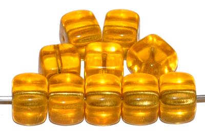 Glasperlen Würfel  hellhoniggelb transp., hergestellt in Gablonz / Tschechien