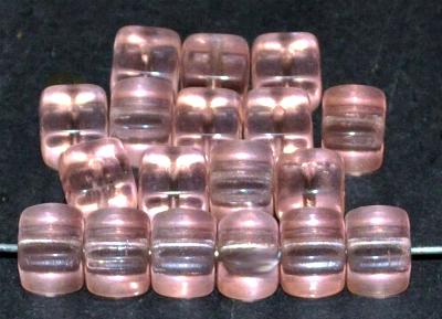 Glasperlen Würfel rosa transp., hergestellt in Gablonz / Tschechien