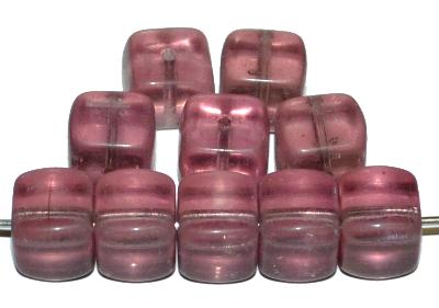 Glasperlen Würfel  french violett transp., hergestellt in Gablonz / Tschechien