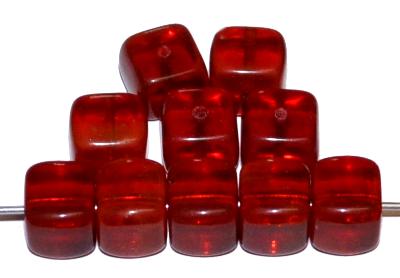 Glasperlen Würfel  rot transp., hergestellt in Gablonz / Tschechien