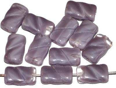 Glasperlen Rechtecke, Perlettglas violett kristall,  hergestellt in Gablonz / Tschechien