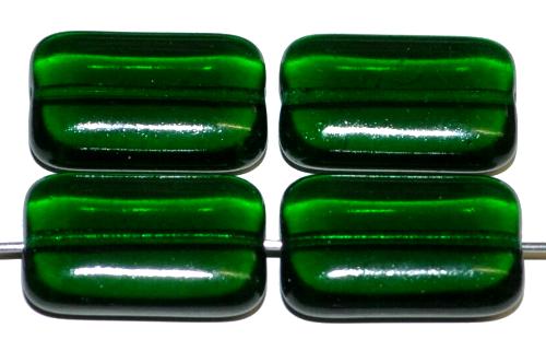 Glasperlen große Rechtecke, grün transp., hergestellt in Gablonz / Tschechien