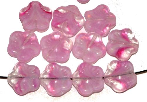 Glasperlen Blüten 
 kristall rosa, 
 hergestellt in Gablonz / Tschechien