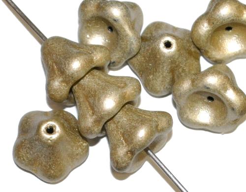Glasperlen Blüten,
 mit Wachsüberzug metallic,
 hergestellt in Gablonz / Tschechien
