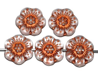 Glasperlen Blüten, kristall mattiert mit metallic finish, hergestellt in Gablonz / Tschechien