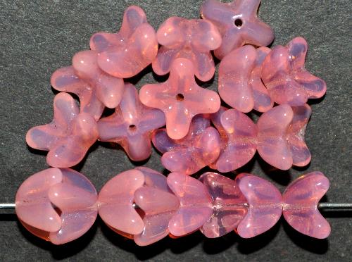 Glasperlen Blüten Opalglas rosa,  hergestellt in Gablonz / Tschechien