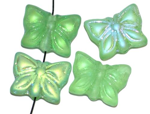 Glasperlen Schmetterlinge 
 grün transp. mattiert eine Seite mit AB
 Vorder-und Rückseite geprägt
 
 
