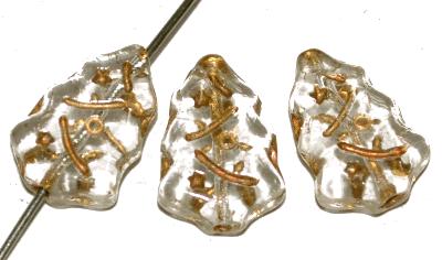 Glasperlen Weihnachtsbäume, 
 kristall geprägt mit Goldauflage, 
 hergestellt in Gablonz / Tschechien