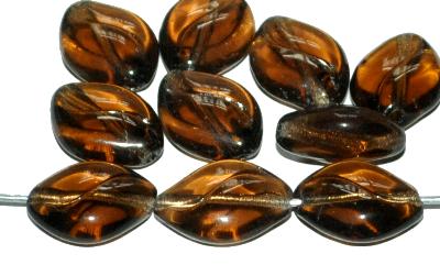 Glasperlen Kaffeebohnen, braun transp., hergestellt in Gablonz / Tschechie