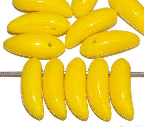 Glasperlen Bananen  gelb opak, hergestellt in Gablonz / Tschechien