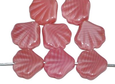 Glasperlen Muscheln
 Perlettglas rosa,
 hergestellt in Gablonz / Tschechien