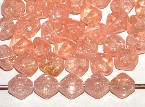 Glasperlen Doppelpyramide vierkantig  Crash beads rosa transp., hergestellt in Gablonz / Tschechien