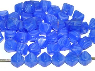 Glasperlen Doppelpyramide vierkantig blau marmoriert