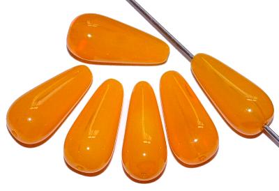 Glasperlen Tropfen Alabasterglas orangegelb, hergestellt in Gablonz Tschechien