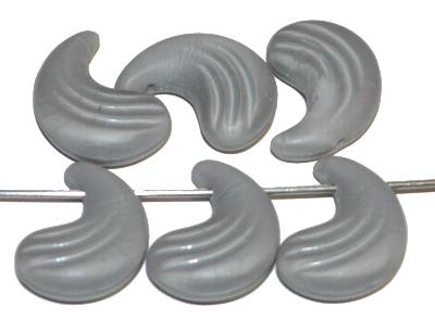 Glasperlen Tropfen geprägt, grau opak mattiert, hergestellt in Gablonz Tschechien