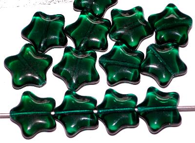 Glasperlen Sterne,  smaragdgrün transp., hergestellt in Gablonz / Tschechien