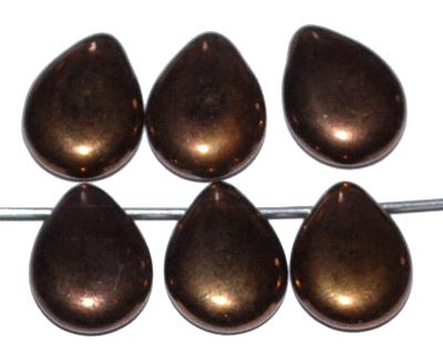 Glasperlen Tropfen flach,
 mit bronze finish,
 hergestellt in Gablonz / Tschechien