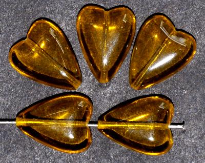Glasperlen Herzen  gelb transparent, hergestellt in Gablonz / Tschechien
