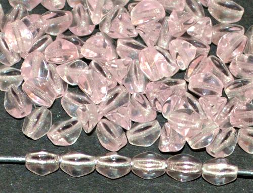 Glasperlen Pinchbeads Dreieckform rosa transparent, hergestellt in Gablonz / Tschechien