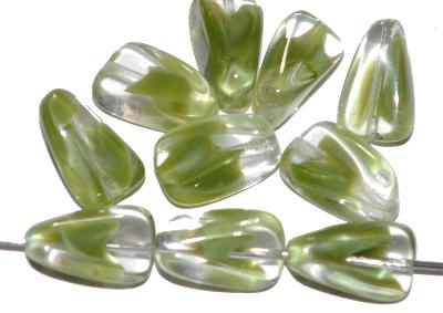 Glasperlen, Mischglas kristall grün, hergestellt in Gablonz / Tschechien