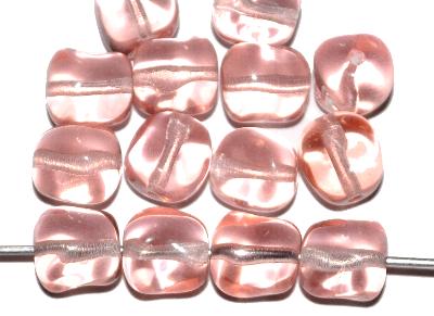 Glasperlen Nuggets 
 rosa transp.,
 hergestellt in Gablonz / Tschechien
