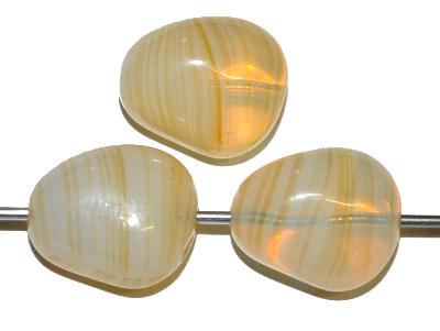 Glasperlen Nuggets, Mischglas Opalglas beigeweiß marmoriert, hergestellt in Gablonz / Tschechien