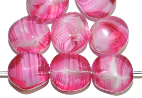 Glasperlen Nuggets 
 pink kristall weiß,
 hergestellt in Gablonz / Tschechien