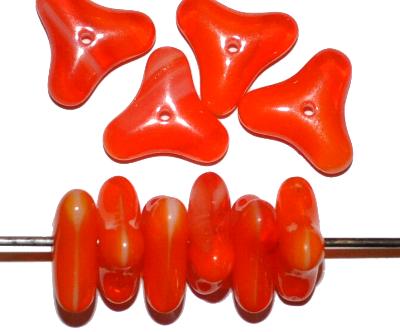 Glasperlen, Alabasterglas orange, hergestellt in Gablonz / Tschechien