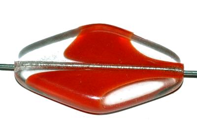 Glasperlen rautenform, Mischglas kristall rot, hergestellt in Gablonz / Tschechien