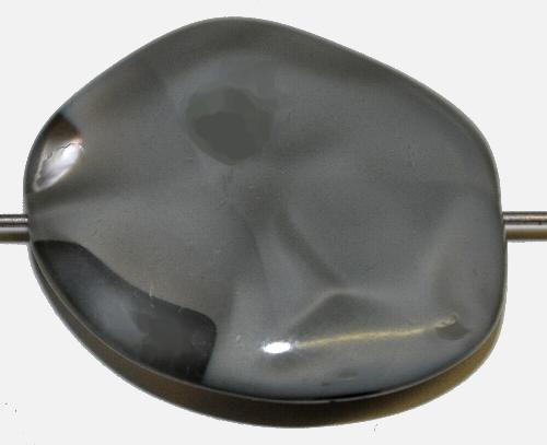 Glasperle Nugget
 Perlettglas grau kristall,
 hergestellt in Gablonz Tschechien