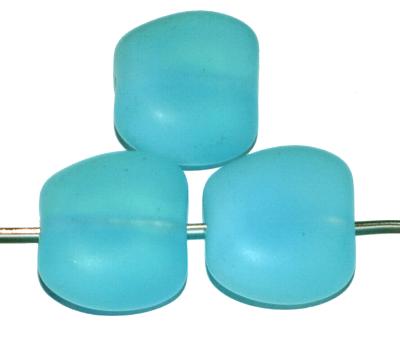 Glasperle Nugget, Opalglas türkis mattiert, hergestellt in Gablonz / Tschechien