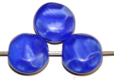 Glasperlen Nugget
 Perlettglas blau,
 hergestellt in Gablonz / Tschechien