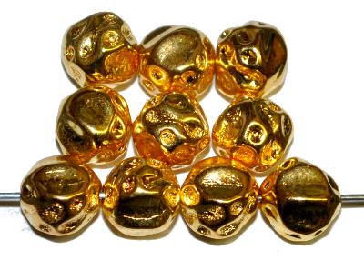 Glasperle Nuggets Goldfarben, hergestellt in Gablonz / Tschechien