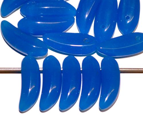 Glasperlen Bananen Alabasterglas blau, hergestellt in Gablonz / Tschechien