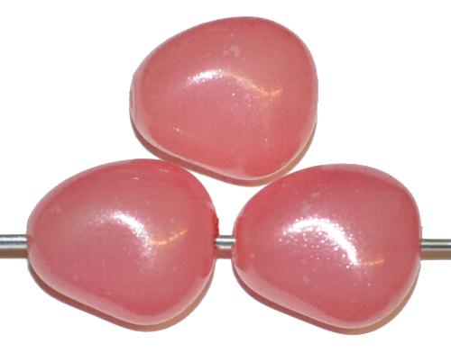 Glasperlen Nuggets 
 mit Wachsüberzug rosa,
 hergestellt in Gablonz / Tschechien