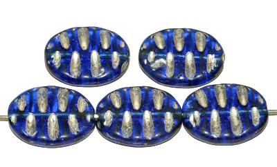 Antikstyle Glasperlen,
 nach alten Vorlagen aus den 1930/40 Jahren in Gablonz Tschechien neu gefertigt
 blau transp. mit Silberauflage