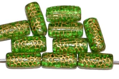 vintage style Glasperlen, Schlangenperle Körper, nach alten Vorlagen aus den 1920 Jahren neu gefertigt, grün transparent mit Goldauflage