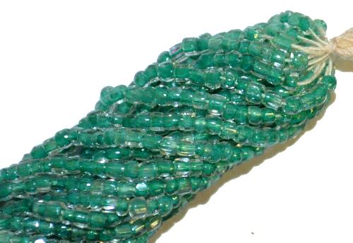 3-Cutbeads  in den1930/40 Jahren in Gablonz/Böhmen hergestellt,  kristall mit grünem Farbeinzug