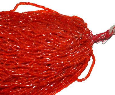 2-cut Beads in den 1920/30 Jahren in Gablonz/Böhmen hergestellt
 orange transp. 