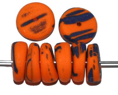 Glasperlen / Kakamba Beads,
 orange blau opak,
 in den 1920/30 Jahren in Gablonz/Böhmen,
 für den Afrikahandel hergestellt