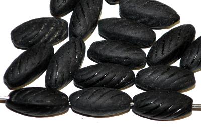 Glasperlen Oliven schwarz opak mattiert ( frostet ), in der Zeit von 1930 bis 1960 in Gablonz/Böhmen hergestellt