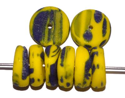 Glasperlen / Kakamba Beads,
 gelb blau opak,
 in den 1920/30 Jahren in Gablonz/Böhmen,
 für den Afrikahandel hergestellt